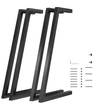 Juego de 4 Patas de Mesa Cuadradas Industriales para Muebles con Pies Ajustables 43x3x72 cm Negro