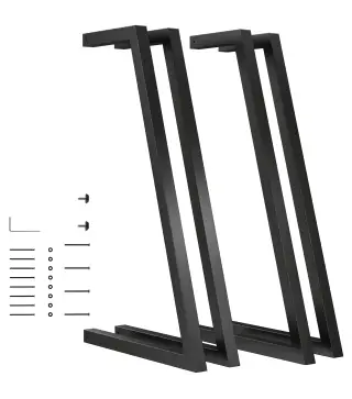 Juego de 4 Patas de Mesa Cuadradas Industriales para Muebles con Pies Ajustables 43x3x72 cm Negro