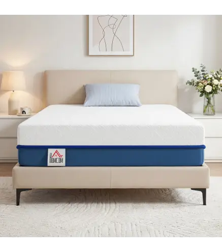 Colchón 190x90 cm Grosor 20 cm Colchón Viscoelástico con Té Verde Firmeza Media Cama Refrescante con Espuma de Gel