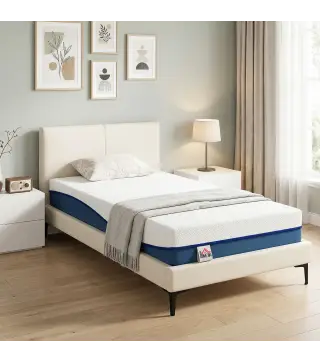 Colchón 190x90 cm Grosor 20 cm Colchón Viscoelástico con Té Verde Firmeza Media Cama Refrescante con Espuma de Gel