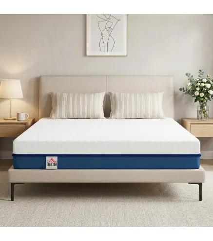 Colchón 190x135 cm Grosor 20 cm Colchón Viscoelástico con Té Verde Firmeza Media Cama Refrescante con Espuma de Gel