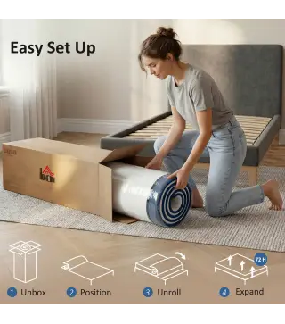 Colchón 190x135 cm Grosor 20 cm Colchón Viscoelástico con Té Verde Firmeza Media Cama Refrescante con Espuma de Gel