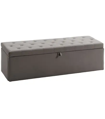 Puff Almacenaje, Banco Almacenaje 141L 137x41x42 cm Tapizado en Terciopelo Baúl de Almacenamiento Carga 240 kg Gris