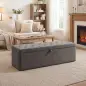 Puff Almacenaje, Banco Almacenaje 141L 137x41x42 cm Tapizado en Terciopelo Baúl de Almacenamiento Carga 240 kg Gris
