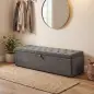 Puff Almacenaje, Banco Almacenaje 141L 137x41x42 cm Tapizado en Terciopelo Baúl de Almacenamiento Carga 240 kg Gris