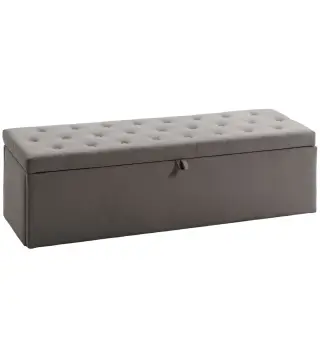 Puff Almacenaje, Banco Almacenaje 141L 137x41x42 cm Tapizado en Terciopelo Baúl de Almacenamiento Carga 240 kg Gris