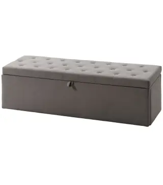 Puff Almacenaje, Banco Almacenaje 141L 137x41x42 cm Tapizado en Terciopelo Baúl de Almacenamiento Carga 240 kg Gris