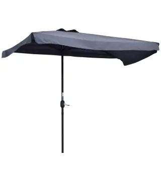 Parasol para Pared 230x130x249 cm Sombrilla Rectangular con Manivela Protección UV Impermeable Gris Oscuro