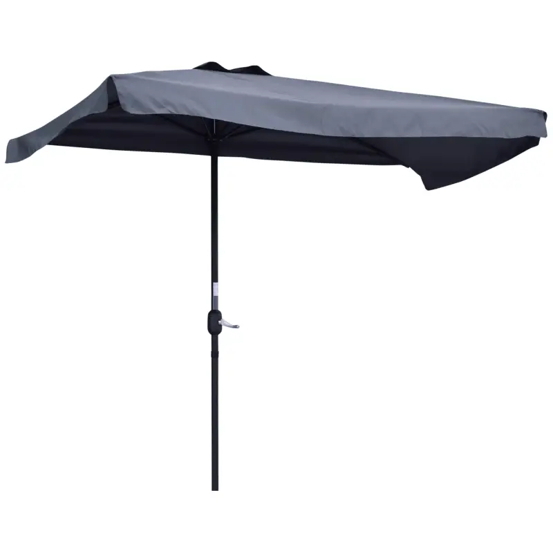 Parasol para Pared 230x130x249 cm Sombrilla Rectangular con Manivela Protección UV Impermeable Gris Oscuro
