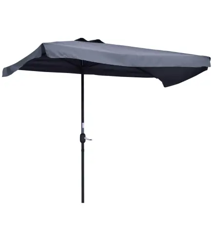 Parasol para Pared 230x130x249 cm Sombrilla Rectangular con Manivela Protección UV Impermeable Gris Oscuro