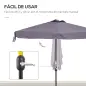 Parasol para Pared 230x130x249 cm Sombrilla Rectangular con Manivela Protección UV Impermeable Gris Oscuro