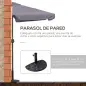 Parasol para Pared 230x130x249 cm Sombrilla Rectangular con Manivela Protección UV Impermeable Gris Oscuro