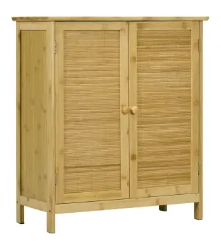 Aparador de Bambú de 2 Puertas Aparador de Salón Bohemio con 2 Estantes para Cocina Entrada 60x27x67,5 cm Natural
