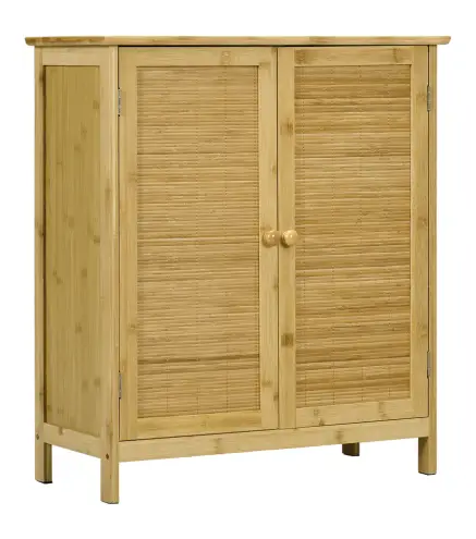 Aparador de Bambú de 2 Puertas Aparador de Salón Bohemio con 2 Estantes para Cocina Entrada 60x27x67,5 cm Natural