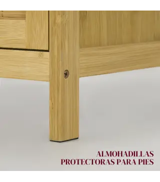 Aparador de Bambú de 2 Puertas Aparador de Salón Bohemio con 2 Estantes para Cocina Entrada 60x27x67,5 cm Natural