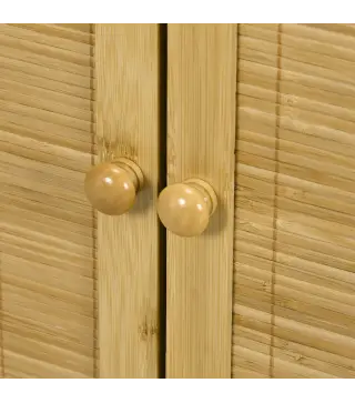 Aparador de Bambú de 2 Puertas Aparador de Salón Bohemio con 2 Estantes para Cocina Entrada 60x27x67,5 cm Natural