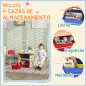 Mesa Infantil con 2 Sillas y 4 Cestas de Almacenamiento Juego de Muebles para Actividades para Niños de +3 Años Natural