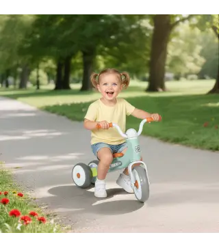 Bicicleta sin Pedales para Niños de 12 a 36 Meses con Ruedas Silenciosas y Manillares con Giro Limitado a 60°, Verde