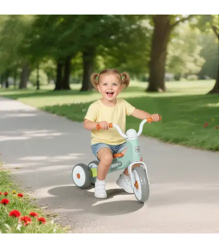 Bicicleta sin Pedales para Niños de 12 a 36 Meses con Ruedas Silenciosas y Manillares con Giro Limitado a 60°, Verde