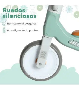 Bicicleta sin Pedales para Niños de 12 a 36 Meses con Ruedas Silenciosas y Manillares con Giro Limitado a 60°, Verde