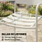 Conjunto de Jardín Exterior de 3 Piezas de Acero Galvanizado con 2 Sillas y Mesa de Vidrio Templado Blanco