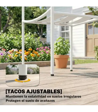 Conjunto de Jardín Exterior de 3 Piezas de Acero Galvanizado con 2 Sillas y Mesa de Vidrio Templado Blanco