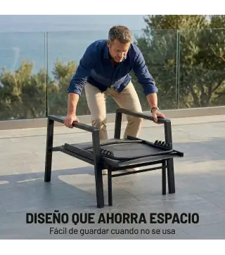 Tumbona Plegable con Reposapiés Retráctil Respaldo Ajustable 5 Niveles Tela de Textilene Marco Acero Gris Oscuro