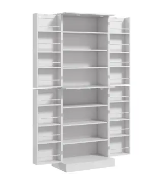 Armario Despensa de Cocina con 4 Puertas con Estantes Estantes Ajustables para Sala de Estar Comedor Blanco