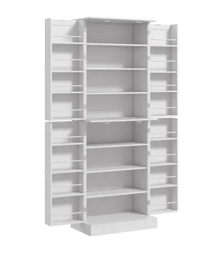 Armario Despensa de Cocina con 4 Puertas con Estantes Estantes Ajustables para Sala de Estar Comedor Blanco