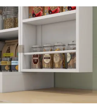 Armario Despensa de Cocina con 4 Puertas con Estantes Estantes Ajustables para Sala de Estar Comedor Blanco