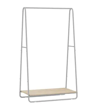 Perchero 3 en 1 Perchero con Estante para Zapatos Barras Superior y Laterales Estructura de Metal Natural y Gris