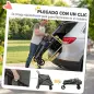 Carrito para Perros Plegable con un Botón hasta 30 kg con Suspensión en 4 Ruedas Giratorio y Freno de Pie Gris