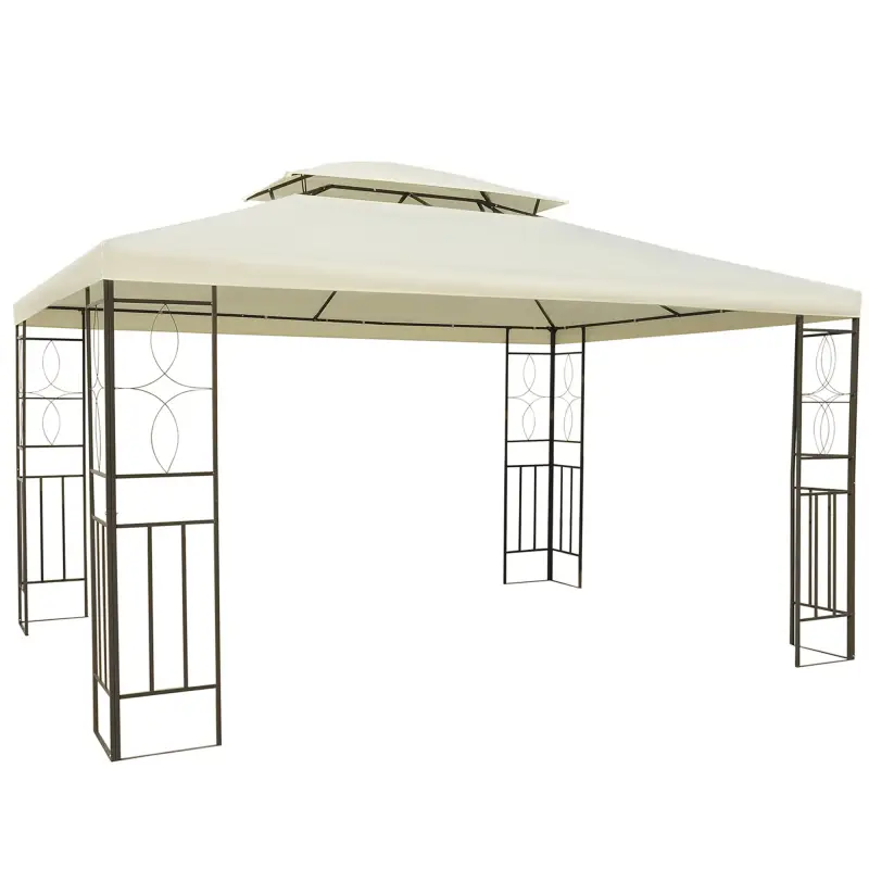 Cenador de Jardín 3x4m Pabellón para Exterior con Doble Techo de Ventilación y 4 columnas de acero Estable para Fiestas Eventos Cenador de Jardín 3x4m Pabellón para Exterior con Doble Techo de Ventilación y 4 columnas de acero Estable para Fiestas Eventos