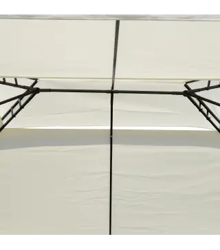 Cenador de Jardín 3x4m Pabellón para Exterior con Doble Techo de Ventilación y 4 columnas de acero Estable para Fiestas Eventos