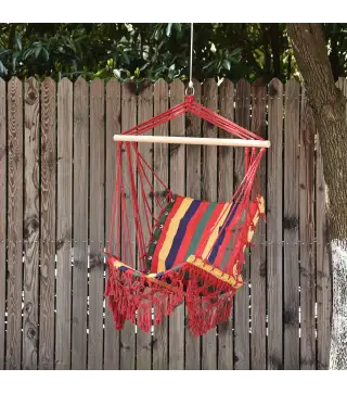 Silla Hamaca Colgante Tejido de Algodón Poliéster Carga 100 kg Sillón Colgante para Interior Exterior Terraza 100x60x100 cm Mult