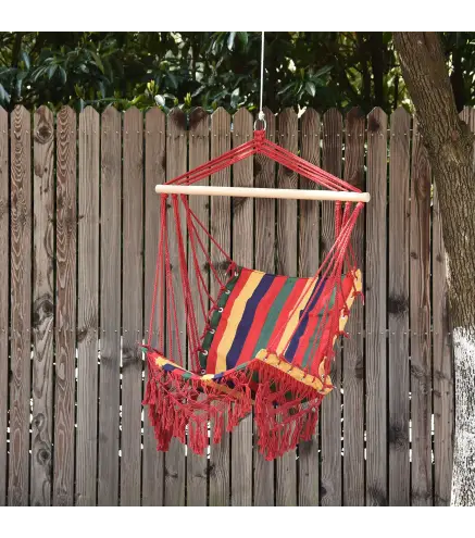 Silla Hamaca Colgante Tejido de Algodón Poliéster Carga 100 kg Sillón Colgante para Interior Exterior Terraza 100x60x100 cm Mult