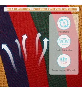 Silla Hamaca Colgante Tejido de Algodón Poliéster Carga 100 kg Sillón Colgante para Interior Exterior Terraza 100x60x100 cm Mult