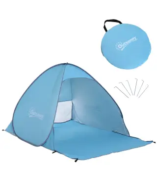 Tienda de Playa para 2-3 Personas Pop-Up con Ventanas tipo Refugio con Protección Solar UV 200x150x119 cm Azul