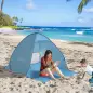 Tienda de Playa para 2-3 Personas Pop-Up con Ventanas tipo Refugio con Protección Solar UV 200x150x119 cm Azul
