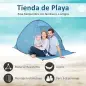 Tienda de Playa para 2-3 Personas Pop-Up con Ventanas tipo Refugio con Protección Solar UV 200x150x119 cm Azul