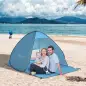 Tienda de Playa para 2-3 Personas Pop-Up con Ventanas tipo Refugio con Protección Solar UV 200x150x119 cm Azul