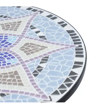 Mesa Auxiliar Redonda de Jardín Ø60x71 cm con Encimera de Mosaico Decorativo para Exterior y Capacidad de 100 kg