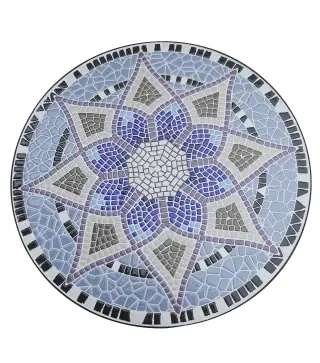 Mesa Auxiliar Redonda de Jardín Ø60x71 cm con Encimera de Mosaico Decorativo para Exterior y Capacidad de 100 kg