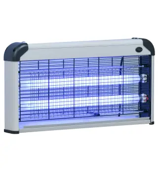 Lámpara Antimosquitos Eléctrico 30W Mata Mosquitos Eléctrico con Luz UV Efecto 60 m² 48,5x8,5x26,5 cm Plata