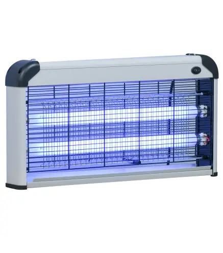 Lámpara Antimosquitos Eléctrico 30W Mata Mosquitos Eléctrico con Luz UV Efecto 60 m² 48,5x8,5x26,5 cm Plata