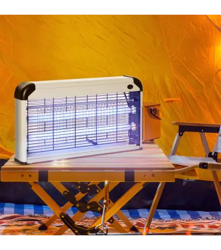 Lámpara Antimosquitos Eléctrico 30W Mata Mosquitos Eléctrico con Luz UV Efecto 60 m² 48,5x8,5x26,5 cm Plata