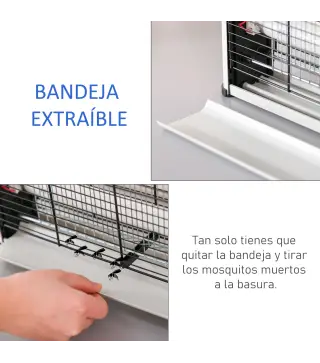 Lámpara Antimosquitos Eléctrico 30W Mata Mosquitos Eléctrico con Luz UV Efecto 60 m² 48,5x8,5x26,5 cm Plata