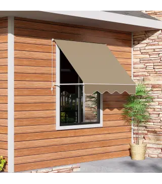 Toldo Retráctil de Exterior con Marco de Aluminio Ángulo Ajustable Protección UV e Impermeable 180x70 cm Beige