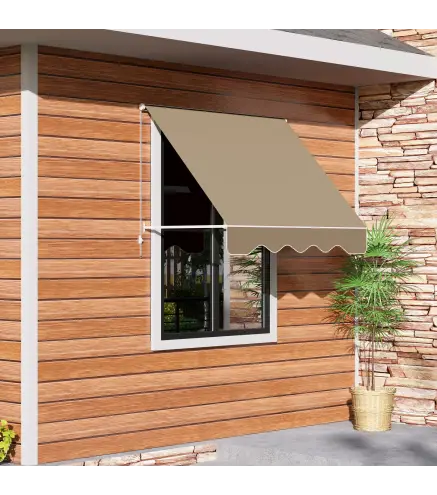 Toldo Retráctil de Exterior con Marco de Aluminio Ángulo Ajustable Protección UV e Impermeable 180x70 cm Beige