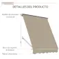 Toldo Retráctil de Exterior con Marco de Aluminio Ángulo Ajustable Protección UV e Impermeable 180x70 cm Beige